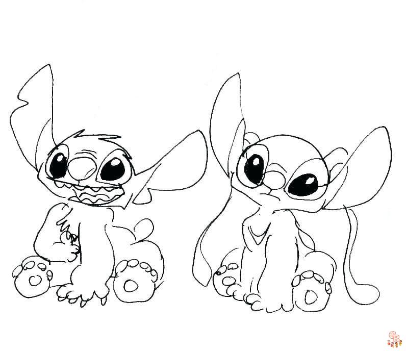 Coloriage Stitch et Angel