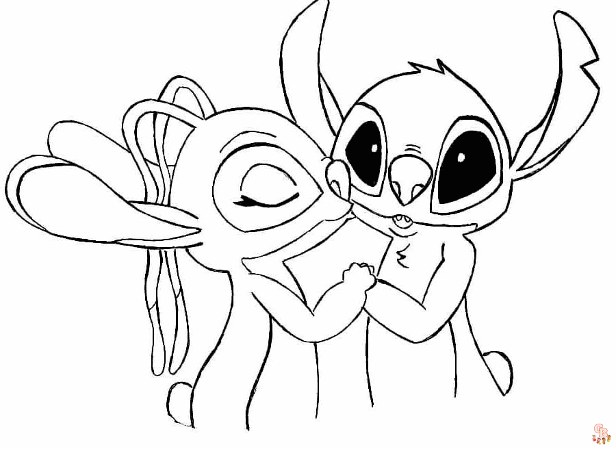 Coloriage Stitch et Angel