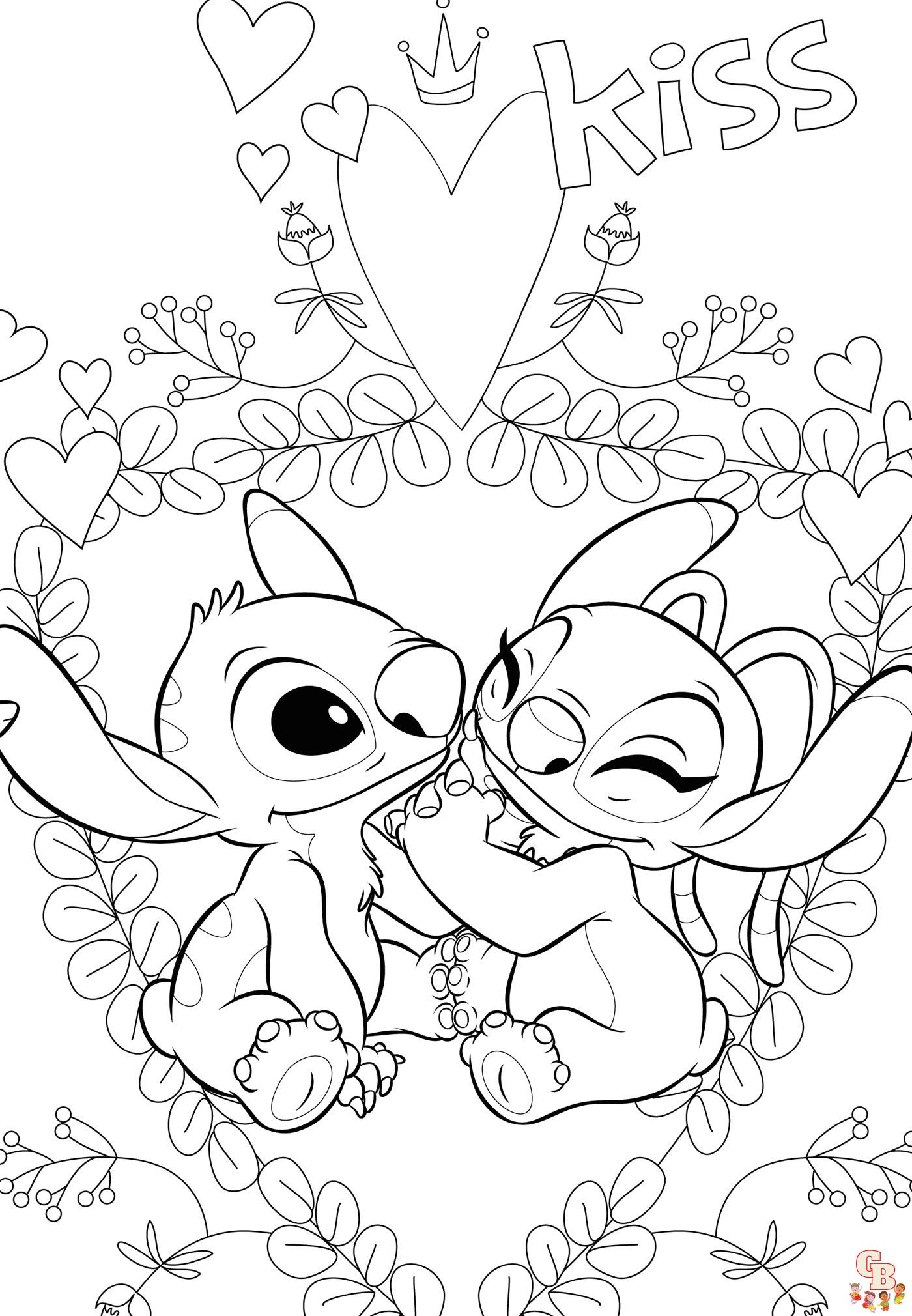 Coloriage Stitch et Angel