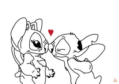 Coloriage Stitch et Angel