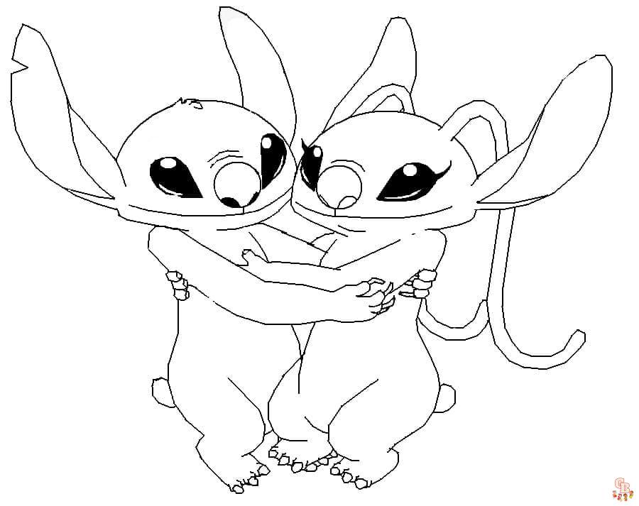 Coloriage Stitch et Angel