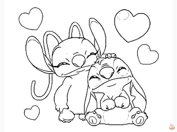 Coloriage Stitch et Angel