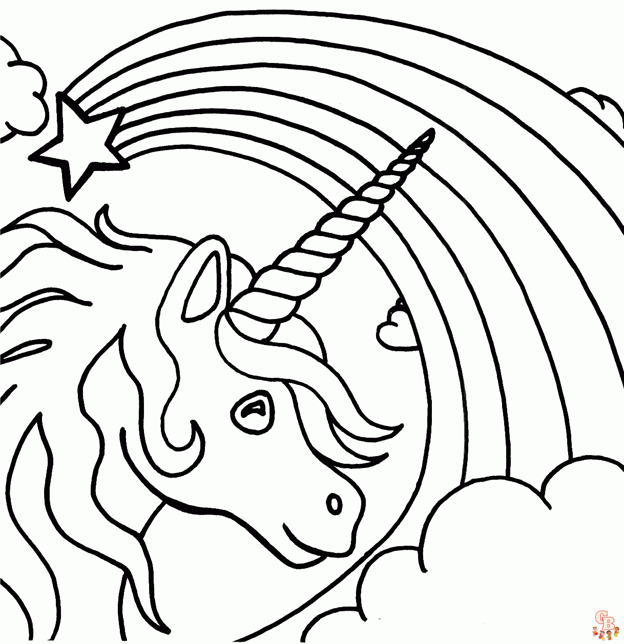 coloriage licorne arc en ciel