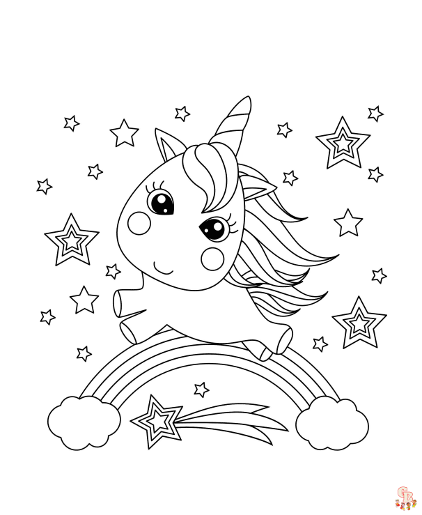 coloriage licorne arc en ciel