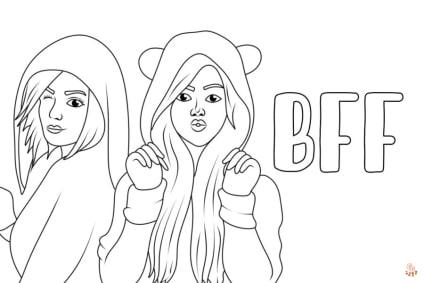 BFF coloring Drawings to print to express your friendship