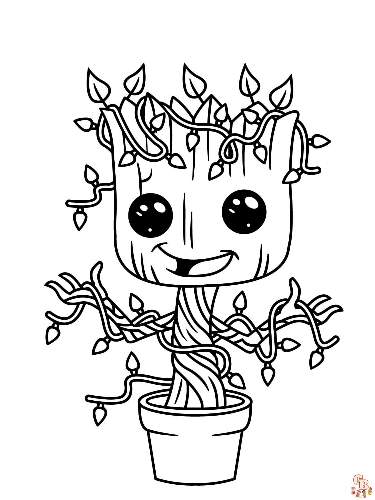 Groot Coloring Drawings to Print to Color your Hero