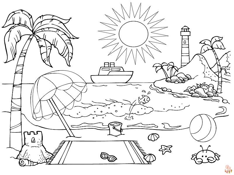 coloriage ete a la plage a imprimer gratuit