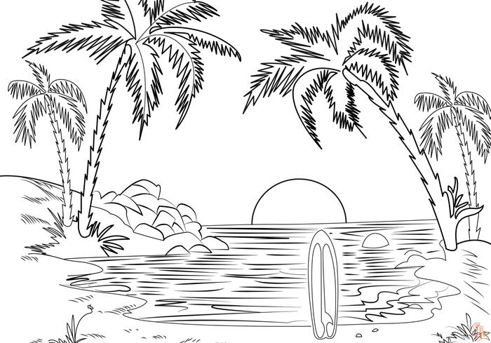 dessin a coloriage ete a la plage