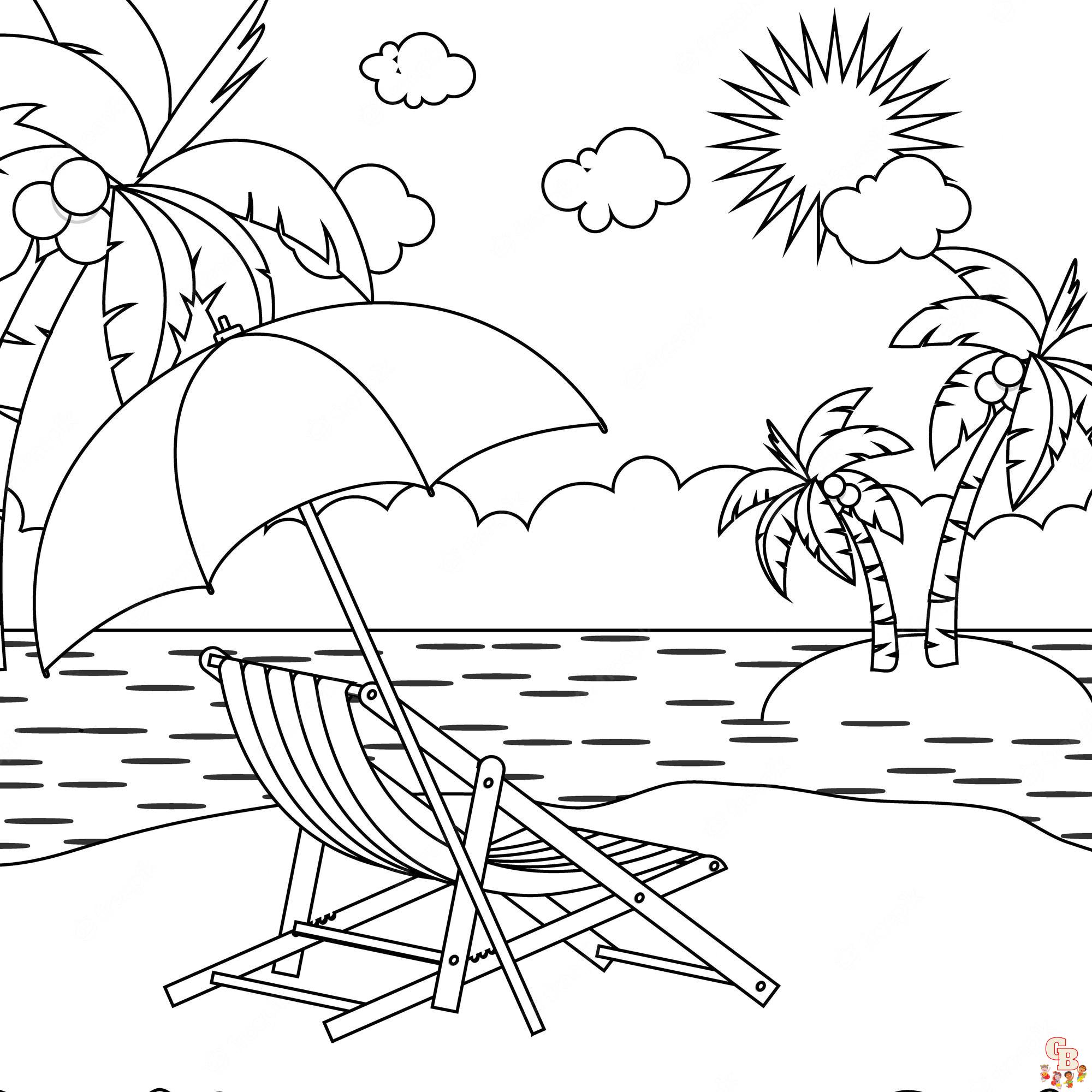 ete a la plage dessin a colorier