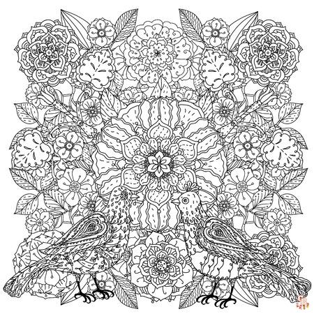 des fleurs et des papillons pour livre de coloriage adulte ou style art therapie dessin zen en forme