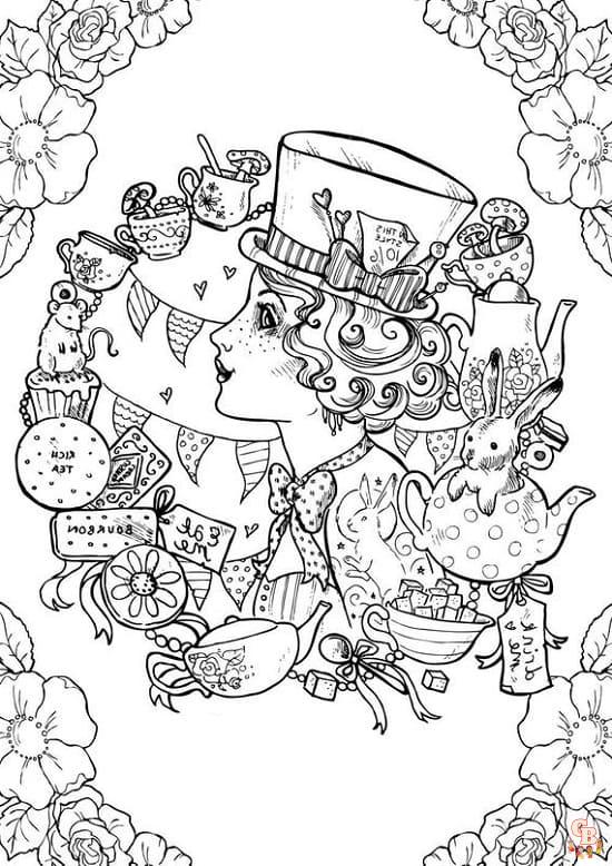 Coloriage Alice au pays des merveilles L'univers magique en français