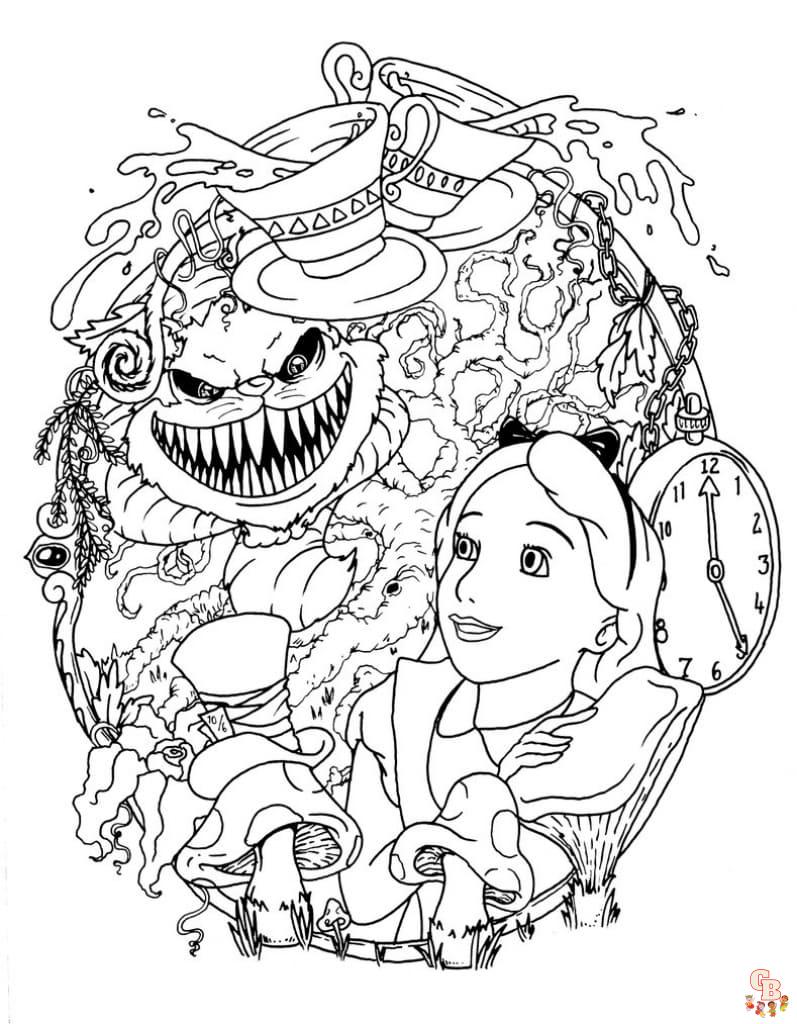 Coloriage Alice au pays des merveilles L'univers magique en français