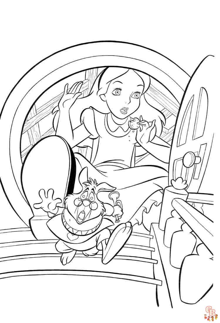 Coloriage Alice au pays des merveilles L'univers magique en français