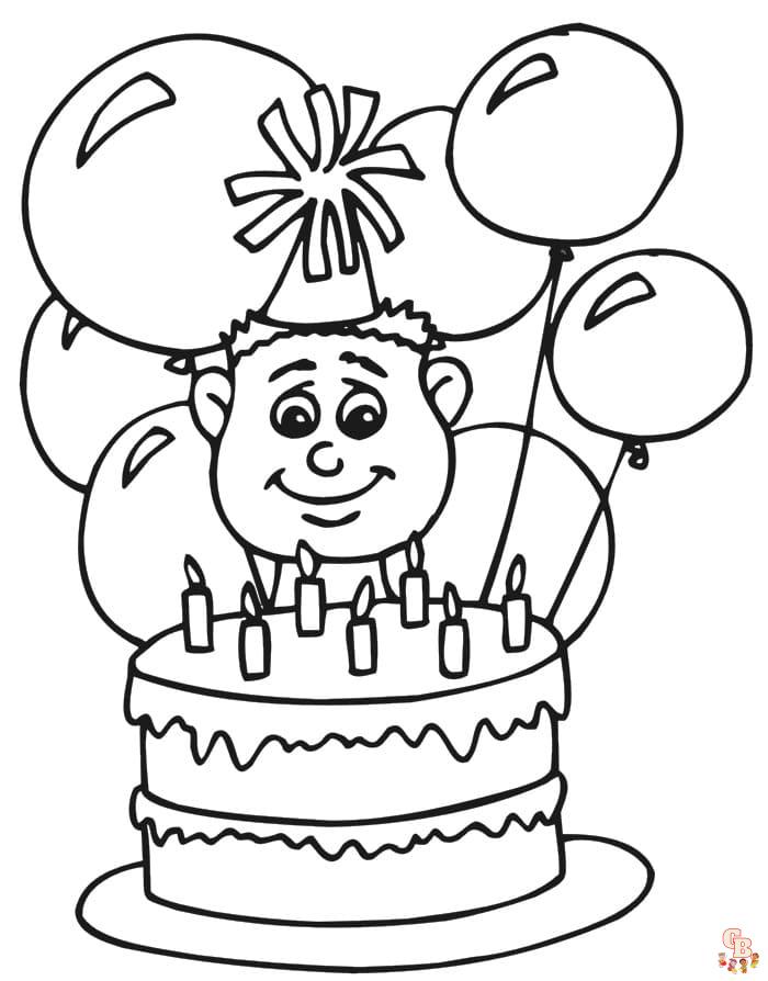 Coloriage anniversaire Dessins de ballons, cadeaux, personnages de fête et plus encore!