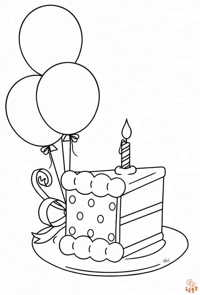 Coloriage anniversaire Dessins de ballons, cadeaux, personnages de fête et plus encore!