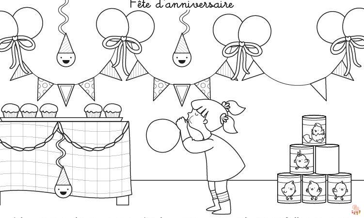 Coloriage anniversaire Dessins de ballons, cadeaux, personnages de fête et plus encore!