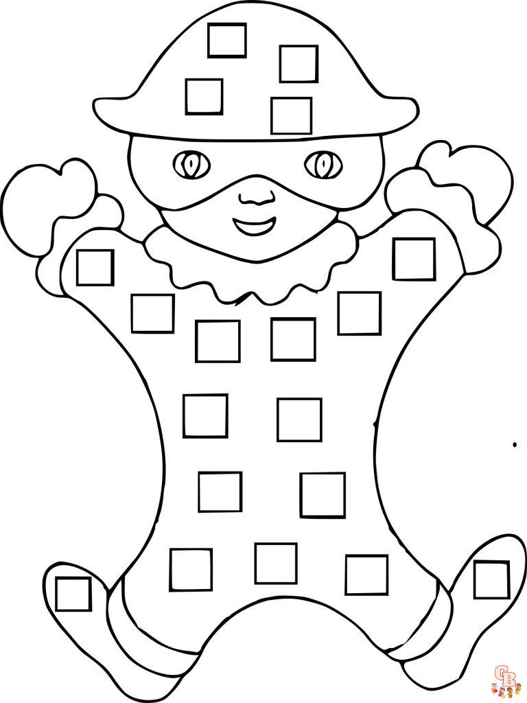 Coloriage Arlequin modèles traditionnels et modernes à imprimer pour enfants