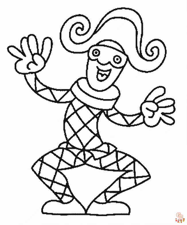 Coloriage Arlequin modèles traditionnels et modernes à imprimer pour enfants