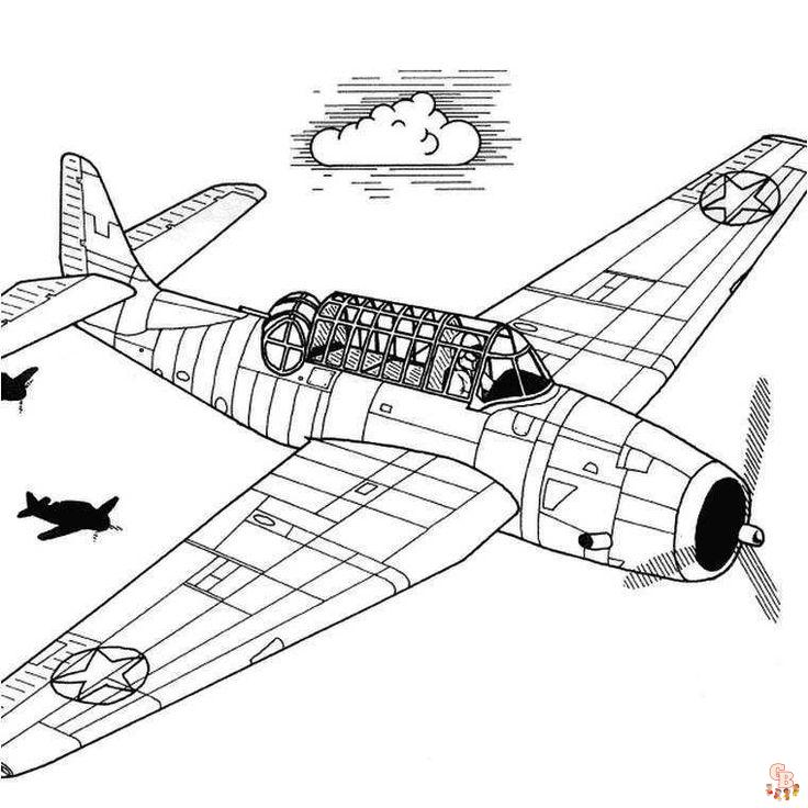 Coloriage Avion de Chasse - Coloriages Gratuits d'Avions Militaires et de Combat