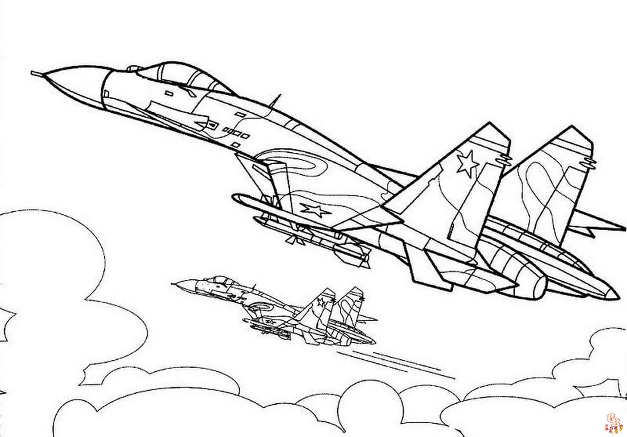 Coloriage Avion de Chasse - Coloriages Gratuits d'Avions Militaires et de Combat