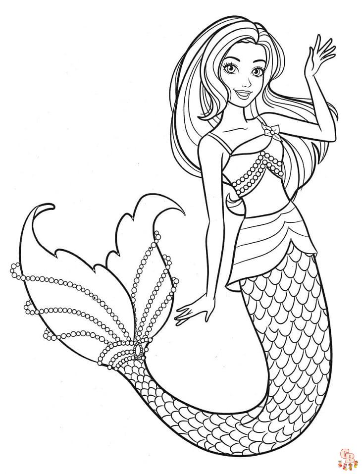 Coloriage Barbie Sirene Gratuitement - Dessins à Imprimer