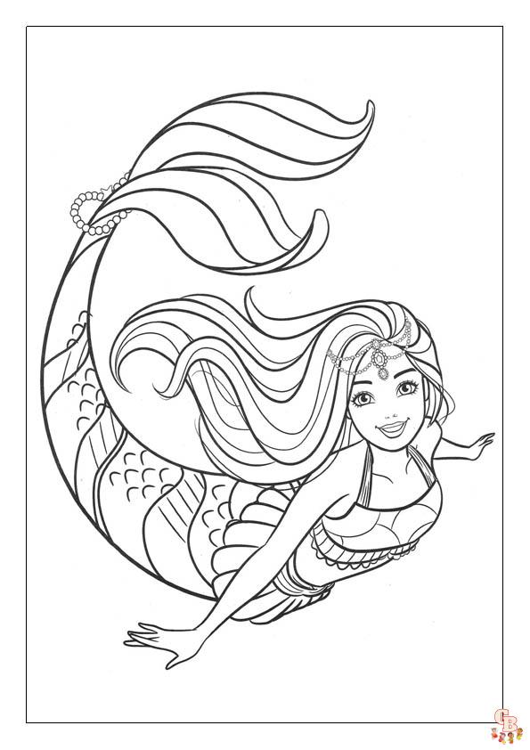 Coloriage Barbie Sirene Gratuitement - Dessins à Imprimer