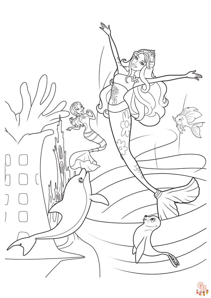 Coloriage Barbie Sirene Gratuitement - Dessins à Imprimer