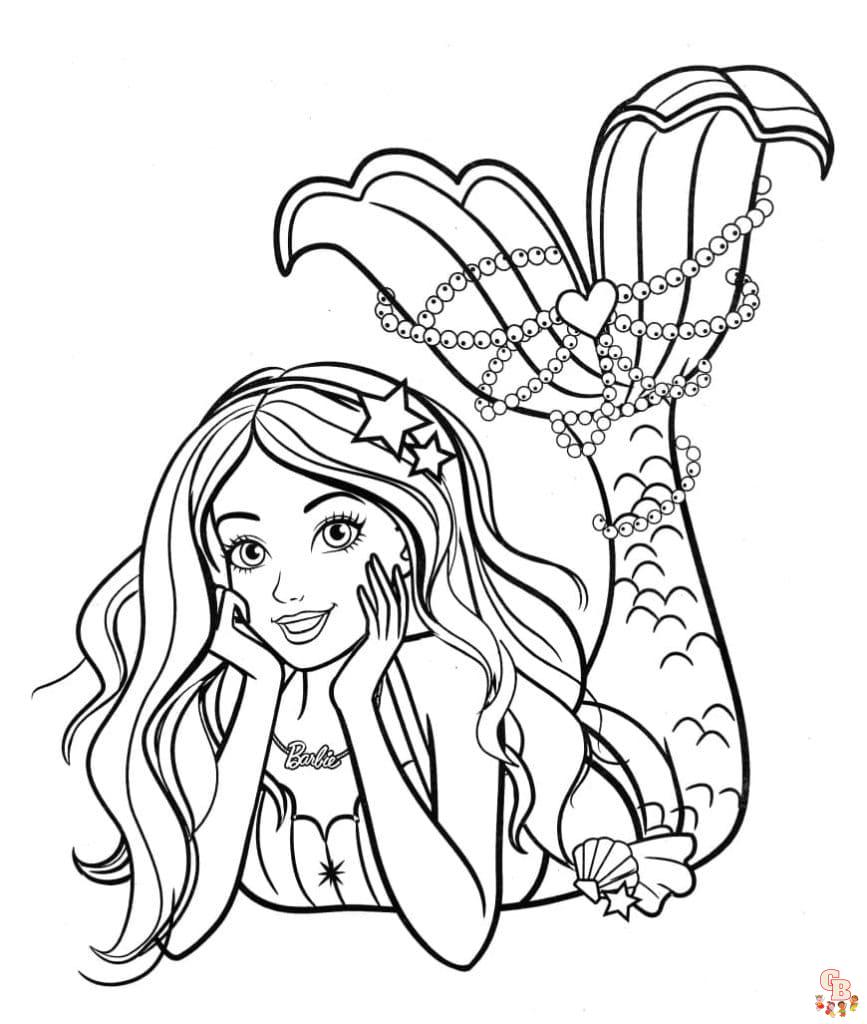 Coloriage Barbie Sirene Gratuitement - Dessins à Imprimer