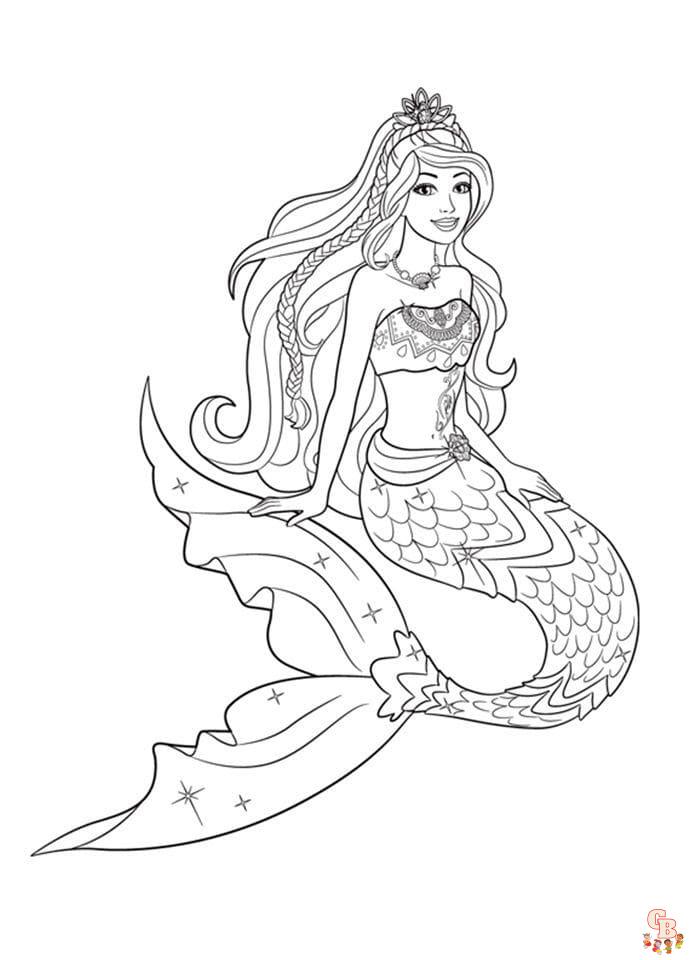 Coloriage Barbie Sirene Gratuitement - Dessins à Imprimer