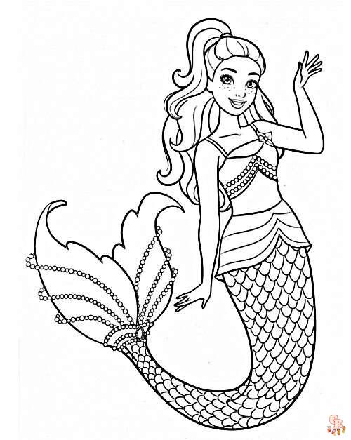 Coloriage Barbie Sirene Gratuitement - Dessins à Imprimer