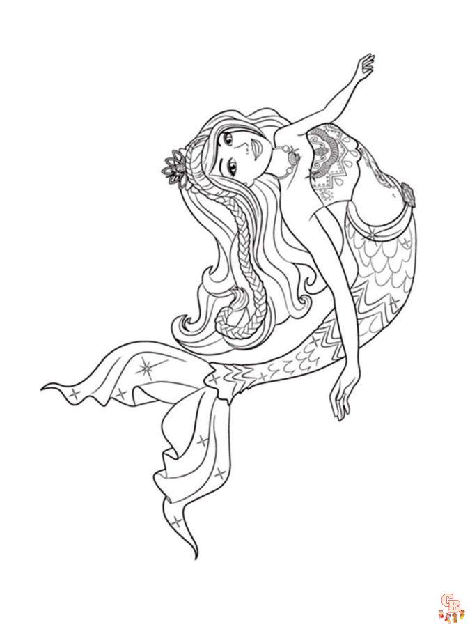 Coloriage Barbie Sirene Gratuitement - Dessins à Imprimer