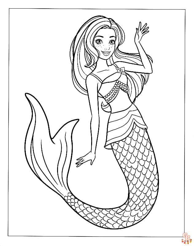 Coloriage Barbie Sirene Gratuitement - Dessins à Imprimer