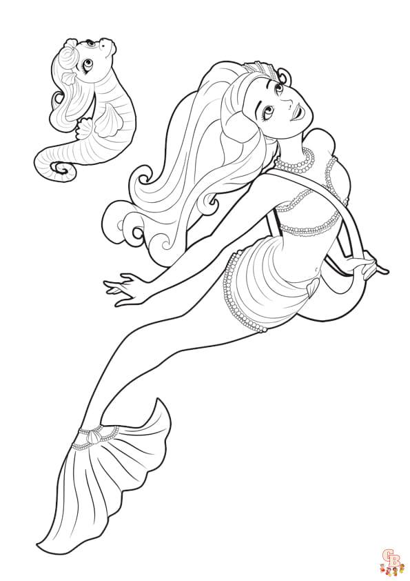 Coloriage Barbie Sirene Gratuitement - Dessins à Imprimer