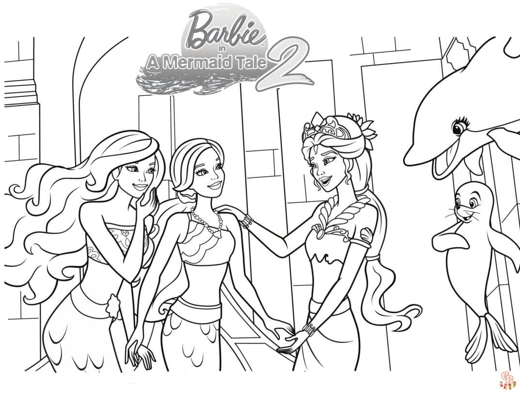 Coloriage Barbie Sirene Gratuitement - Dessins à Imprimer