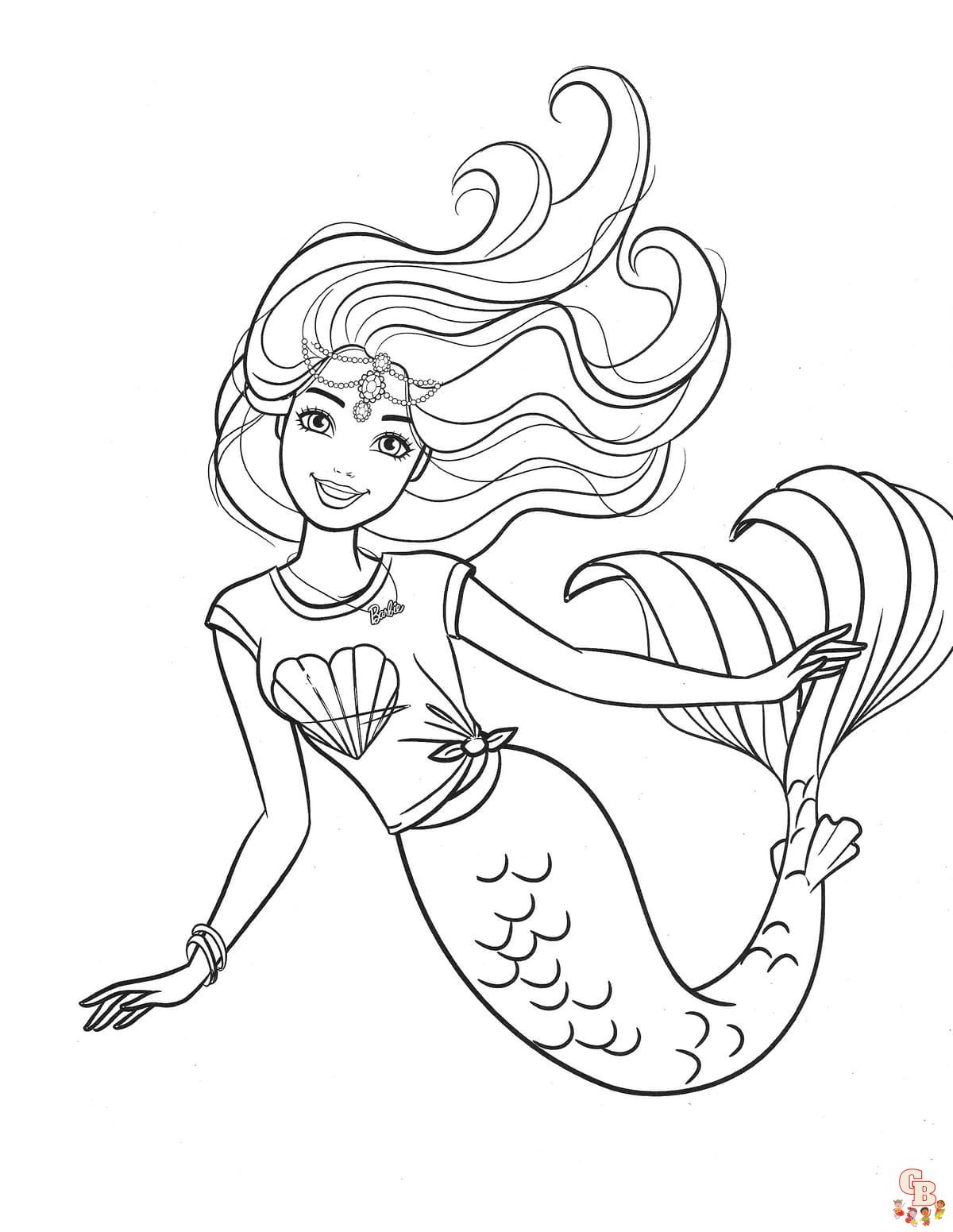 Coloriage Barbie Sirene Gratuitement - Dessins à Imprimer