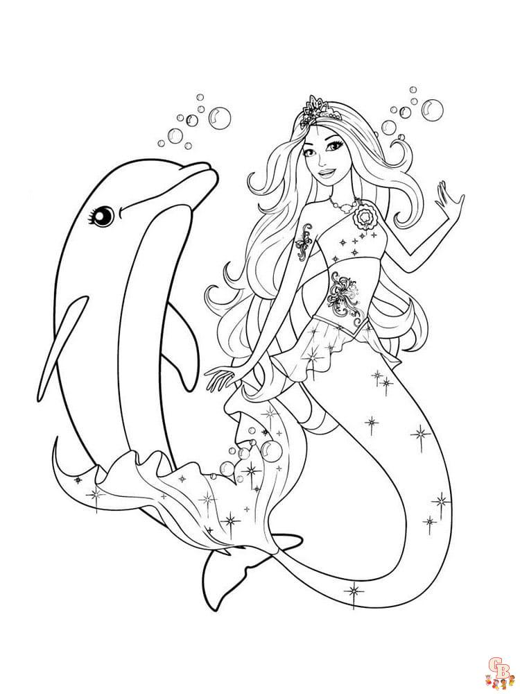 Coloriage Barbie Sirene Gratuitement - Dessins à Imprimer