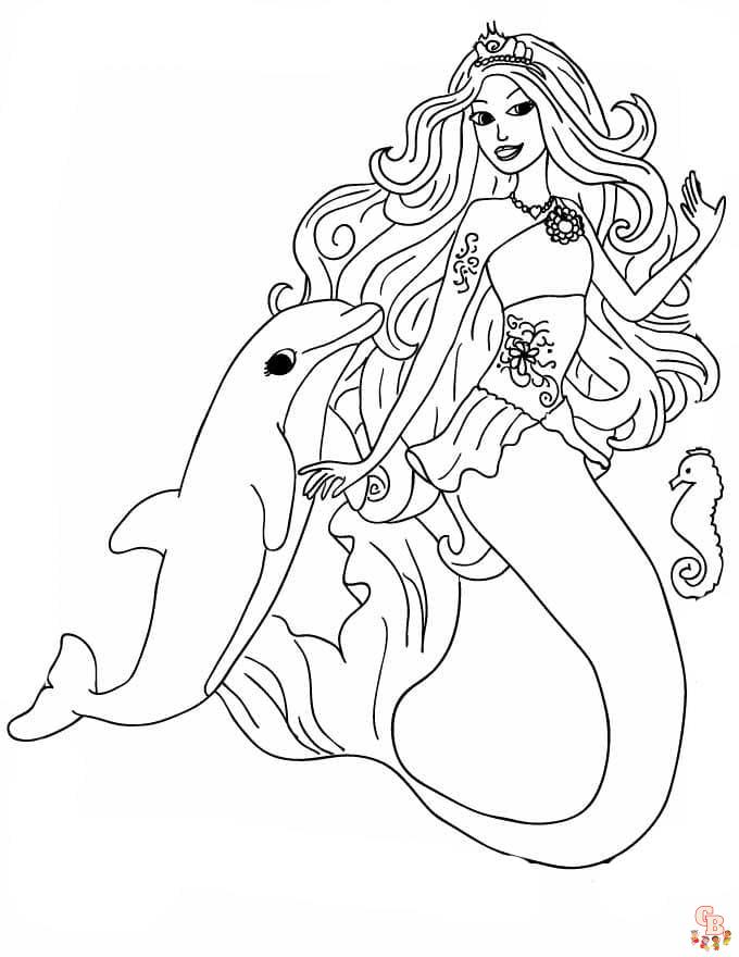 Coloriage Barbie Sirene Gratuitement - Dessins à Imprimer