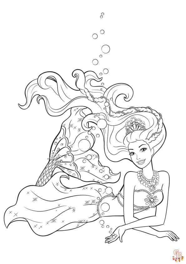 Coloriage Barbie Sirene Gratuitement - Dessins à Imprimer