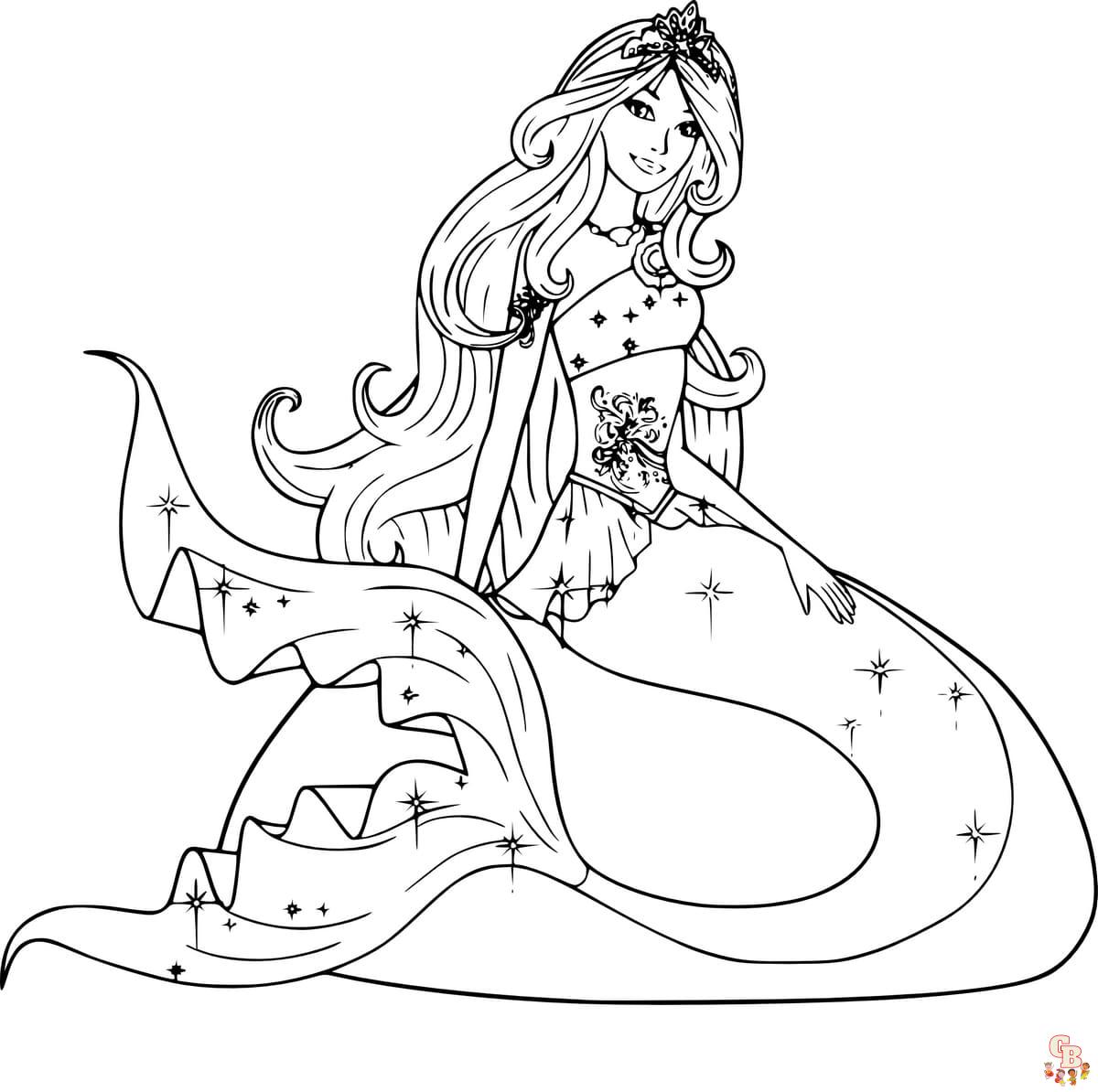 Coloriage Barbie Sirene Gratuitement - Dessins à Imprimer