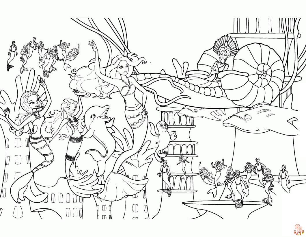 Coloriage Barbie Sirene Gratuitement - Dessins à Imprimer