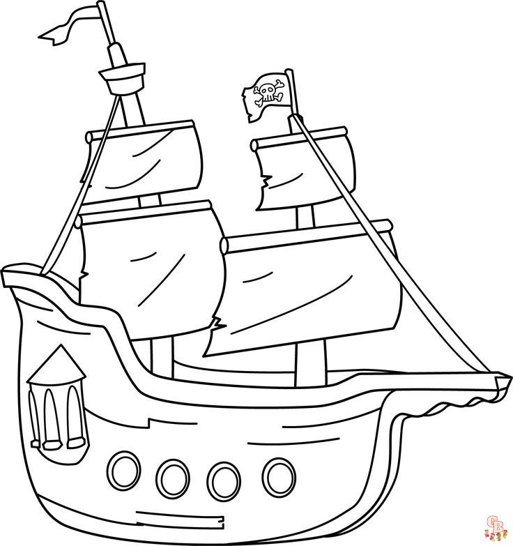 Coloriage Bateau Pirate - Modèles Gratuits à Imprimer