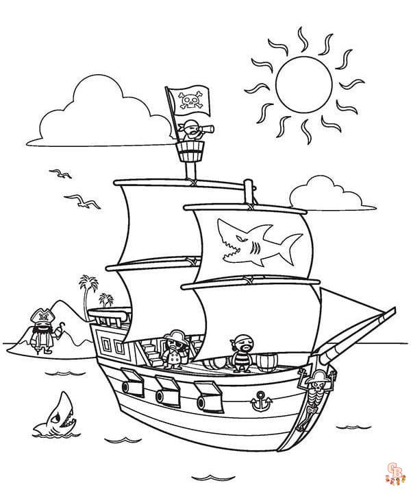 Coloriage Bateau Pirate - Modèles Gratuits à Imprimer