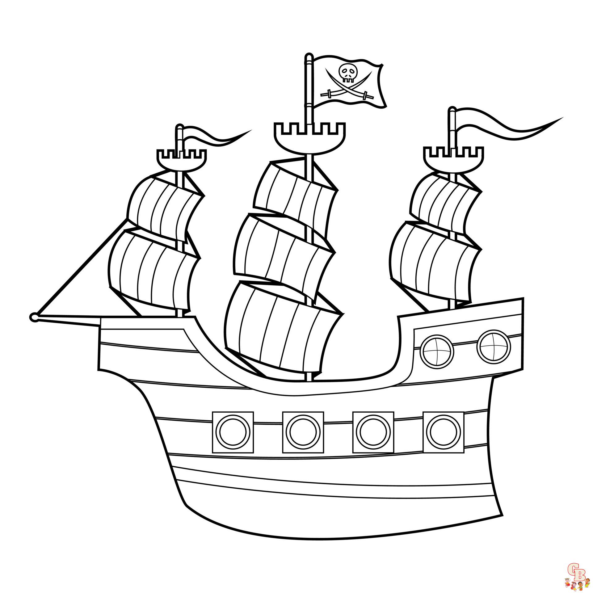 Coloriage Bateau Pirate - Modèles Gratuits à Imprimer