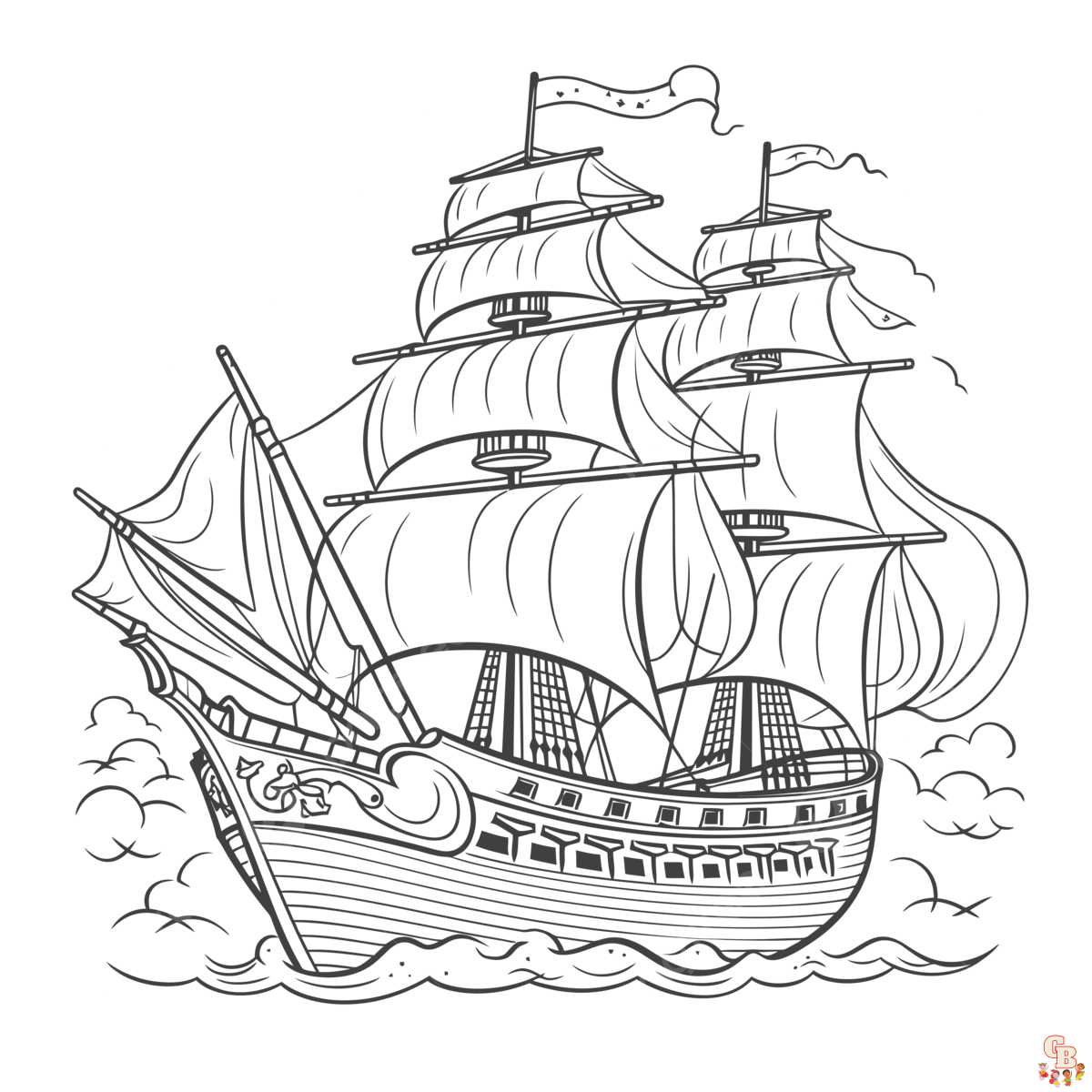 Coloriage Bateau Pirate - Modèles Gratuits à Imprimer