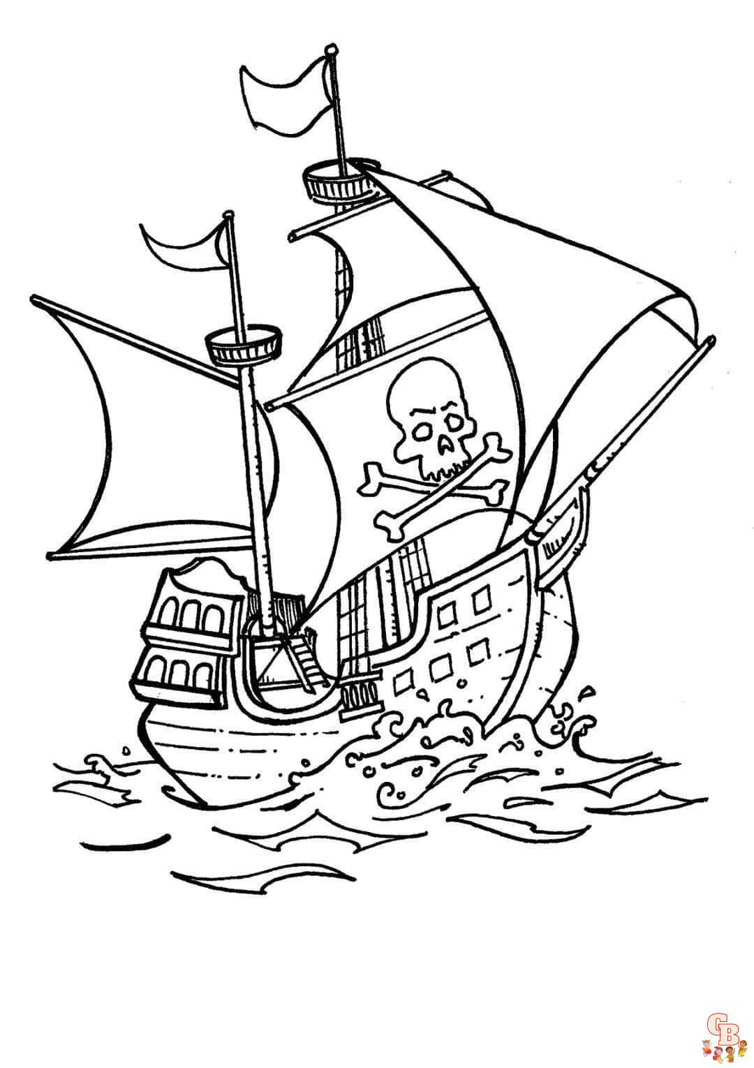 Coloriage Bateau Pirate - Modèles Gratuits à Imprimer