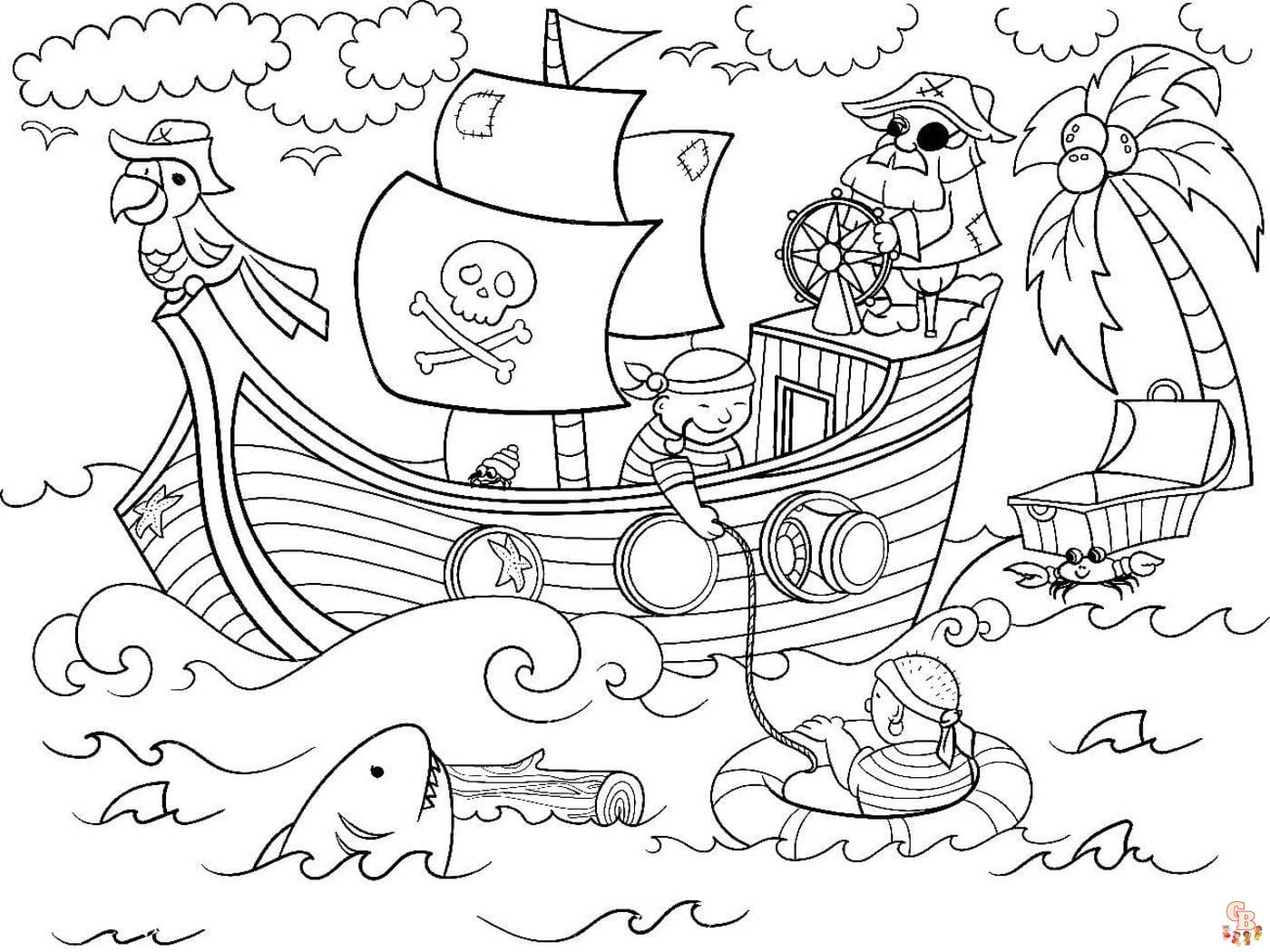 Coloriage Bateau Pirate - Modèles Gratuits à Imprimer