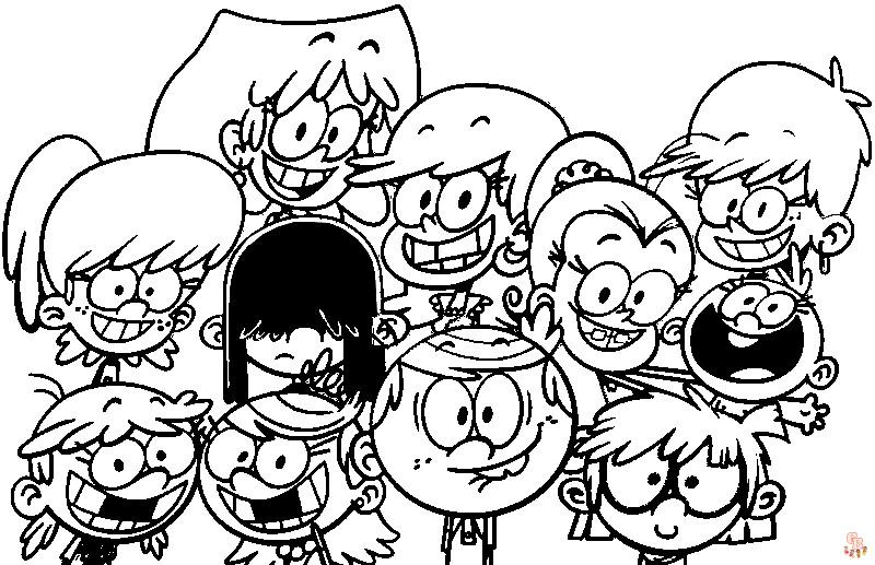 Coloriage Bienvenue chez les Loud Lincoln, Lori, Leni, Luna et Luan