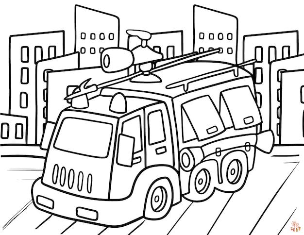 Camion de pompier coloriage Dessins gratuits pour enfants en ligne