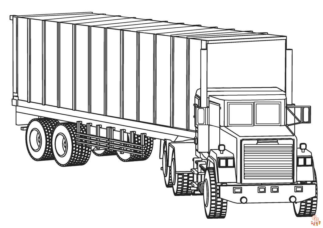 Coloriage de camions en français Camion de transport, pompiers, semi-remorque, benne, livraison, chantier et grue à colorier