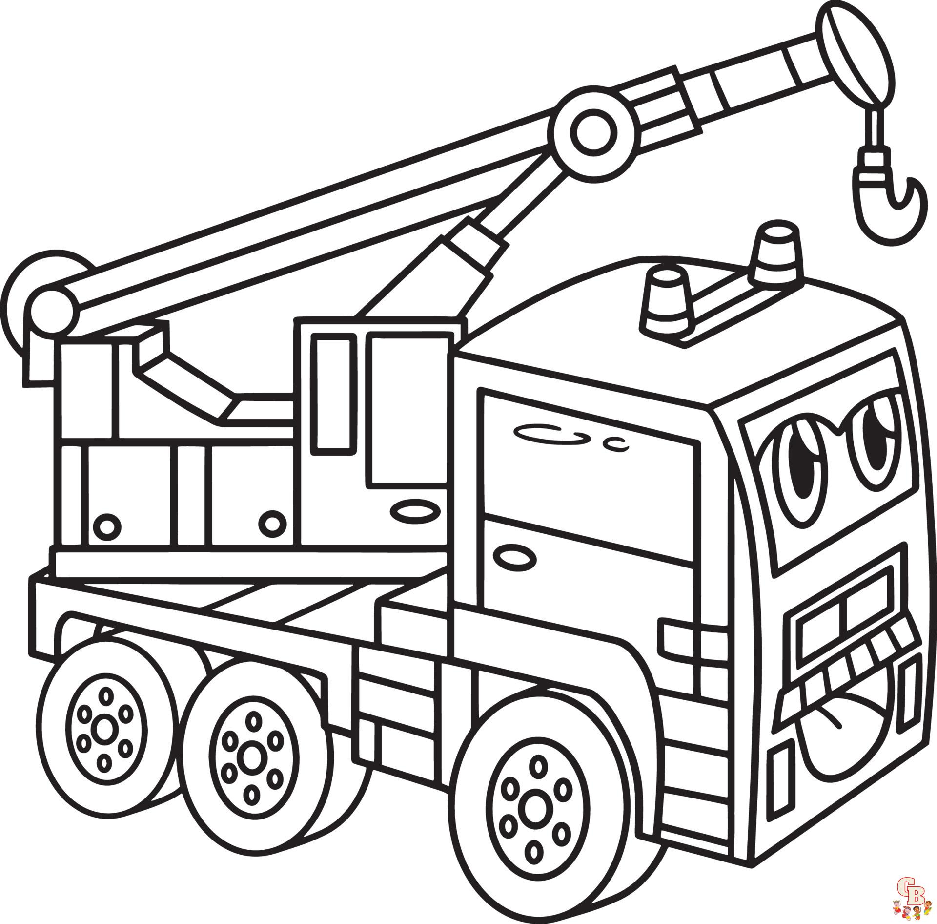 Coloriage de camions en français Camion de transport, pompiers, semi-remorque, benne, livraison, chantier et grue à colorier